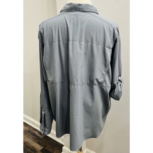 Columbia Ripstop Fishing Shirt Gray Button Up Omnishade Long Sleeve 3XL (A0132) - Picture 5 of 8